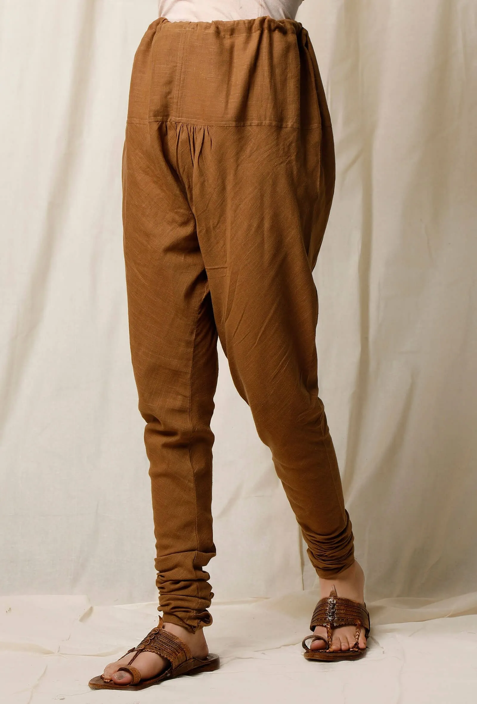 Khaki Cotton Slub Churidaar