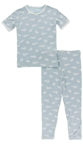 KicKee Pants Pearl Blue Bunny S/S Pajama Set