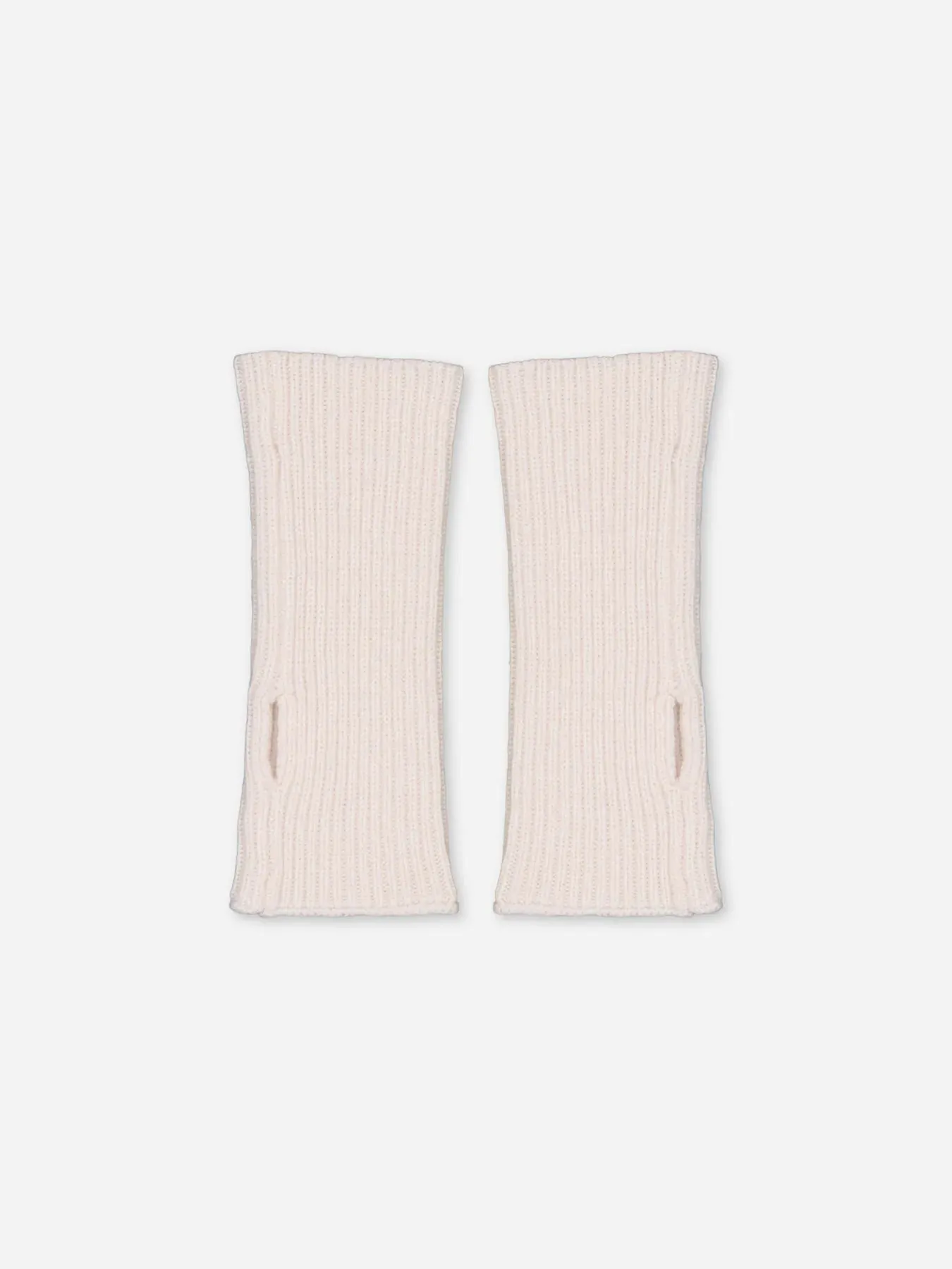 Kids Ribbed Cashmere Hand Warmers Ivory