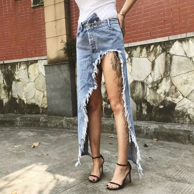 KittenAlarm - Mercedes High Cut Denim Skirt