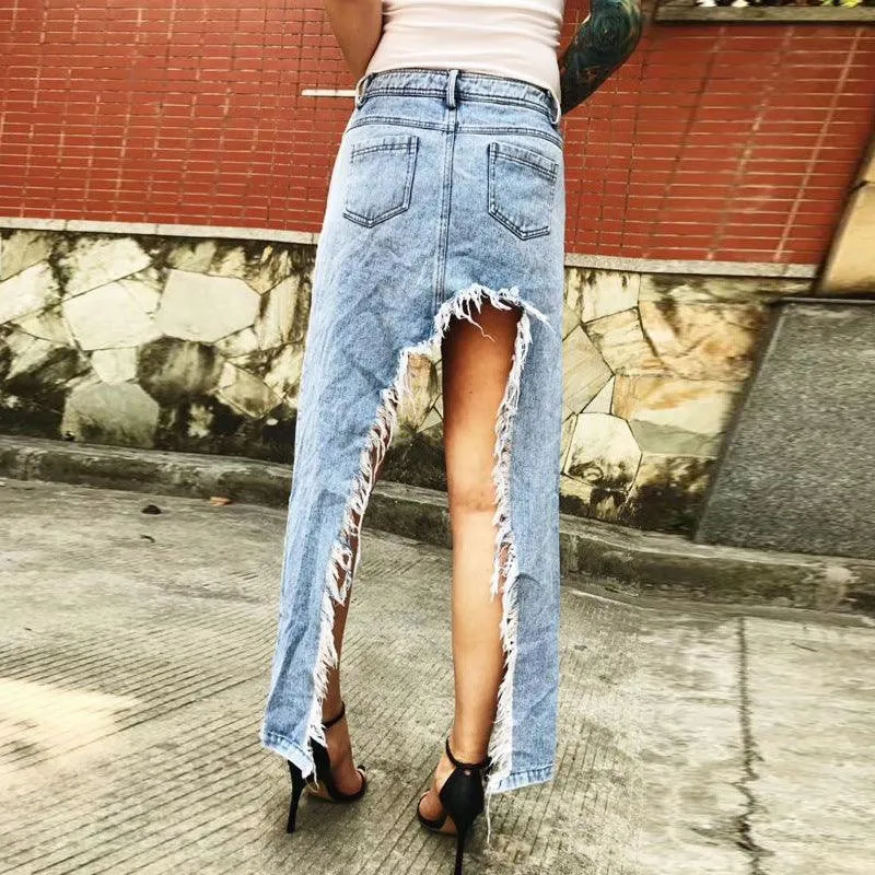 KittenAlarm - Mercedes High Cut Denim Skirt