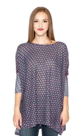 Knitwit Floaty Tunic Light Cashmere - Navy Denim Cross