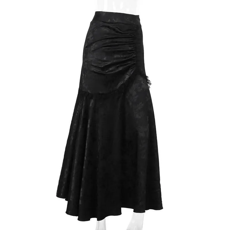 Lace hem ruched maxi skirt