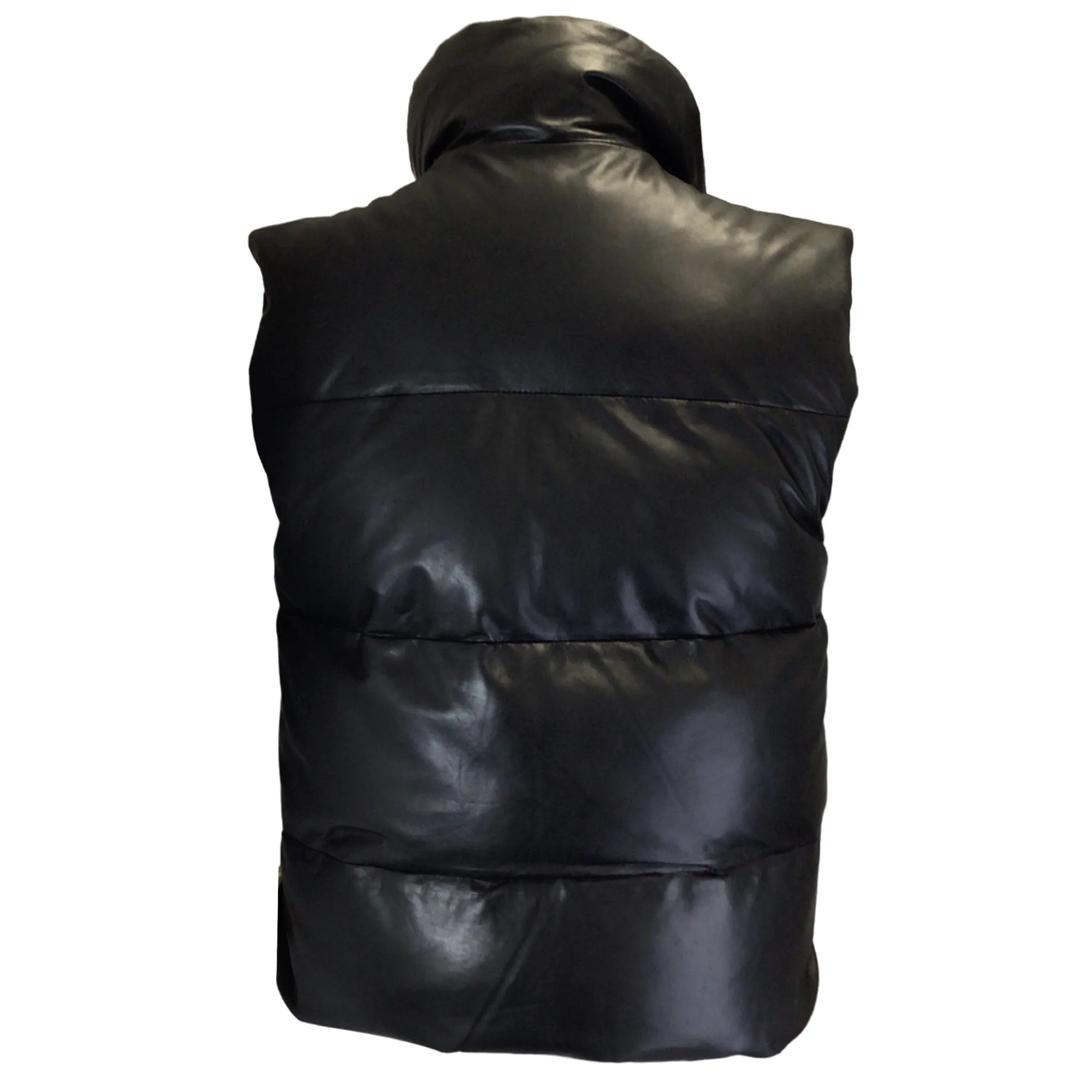 LAMARQUE Hinna Black Lambskin Leather Down Puffer Vest