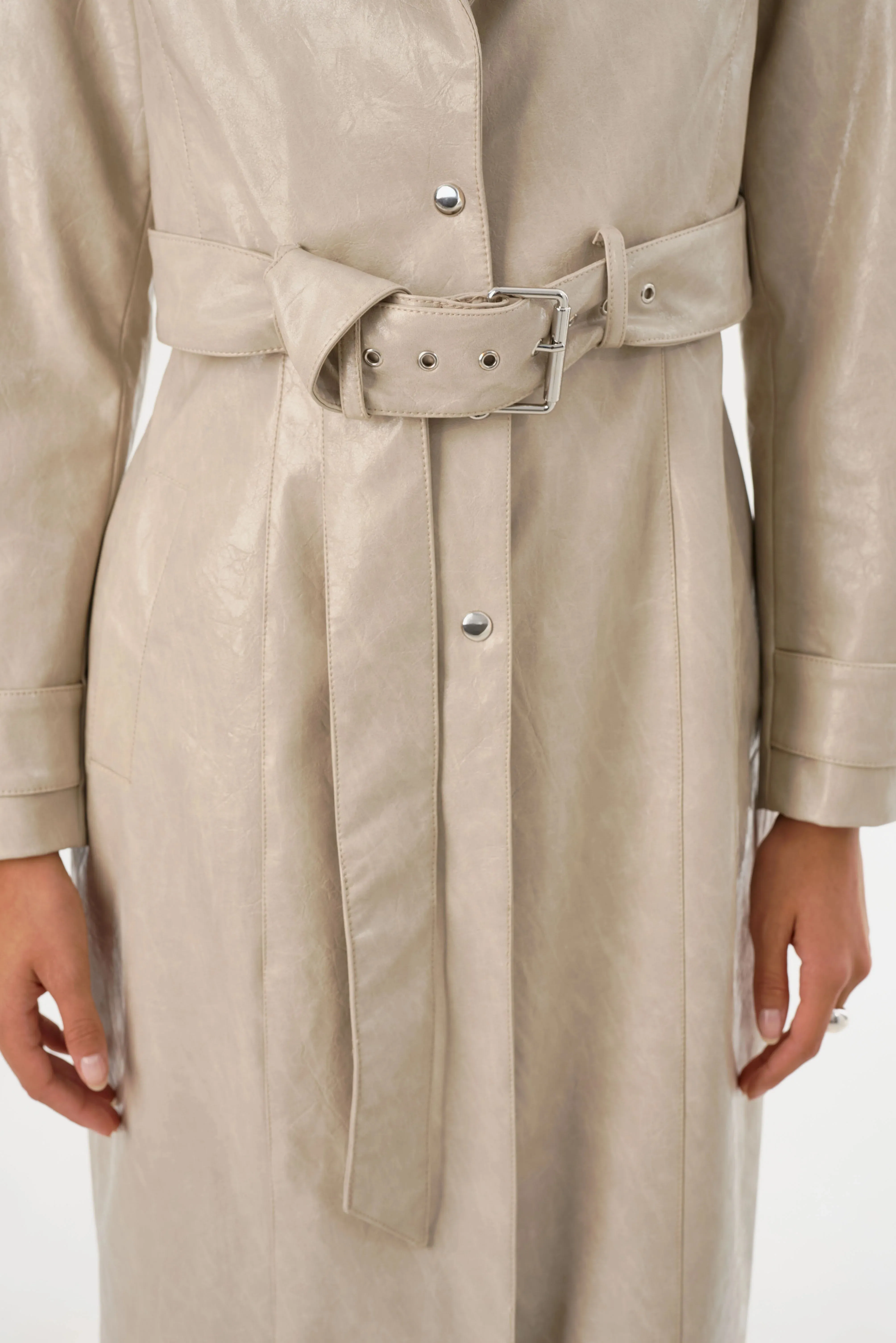 LAMARQUE | Katija Convertible Faux Leather Trench - Clay