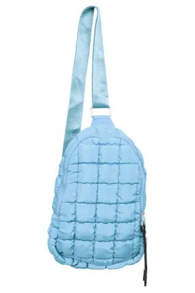 Light Blue Wholesale Quilted Sling Bag