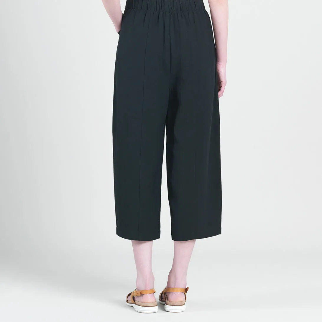 Linen Knit - Front Pocket Low Drop Cropped Pant - Black - Final Sale!