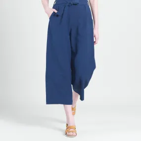 Linen Knit - Tie Waist Cropped Pant - Navy - Final Sale!