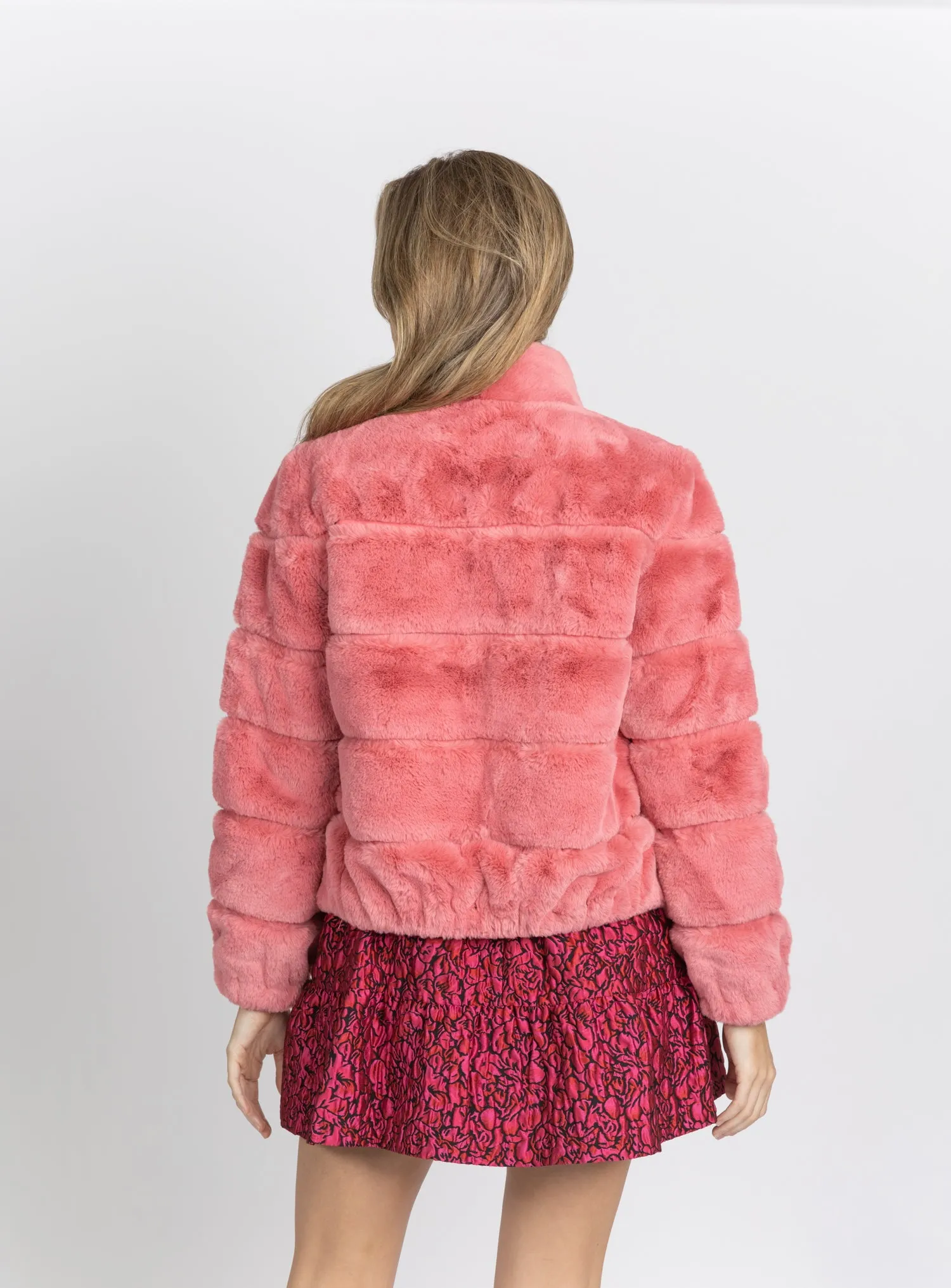 Love Token Alex Faux Fur Jacket Coral