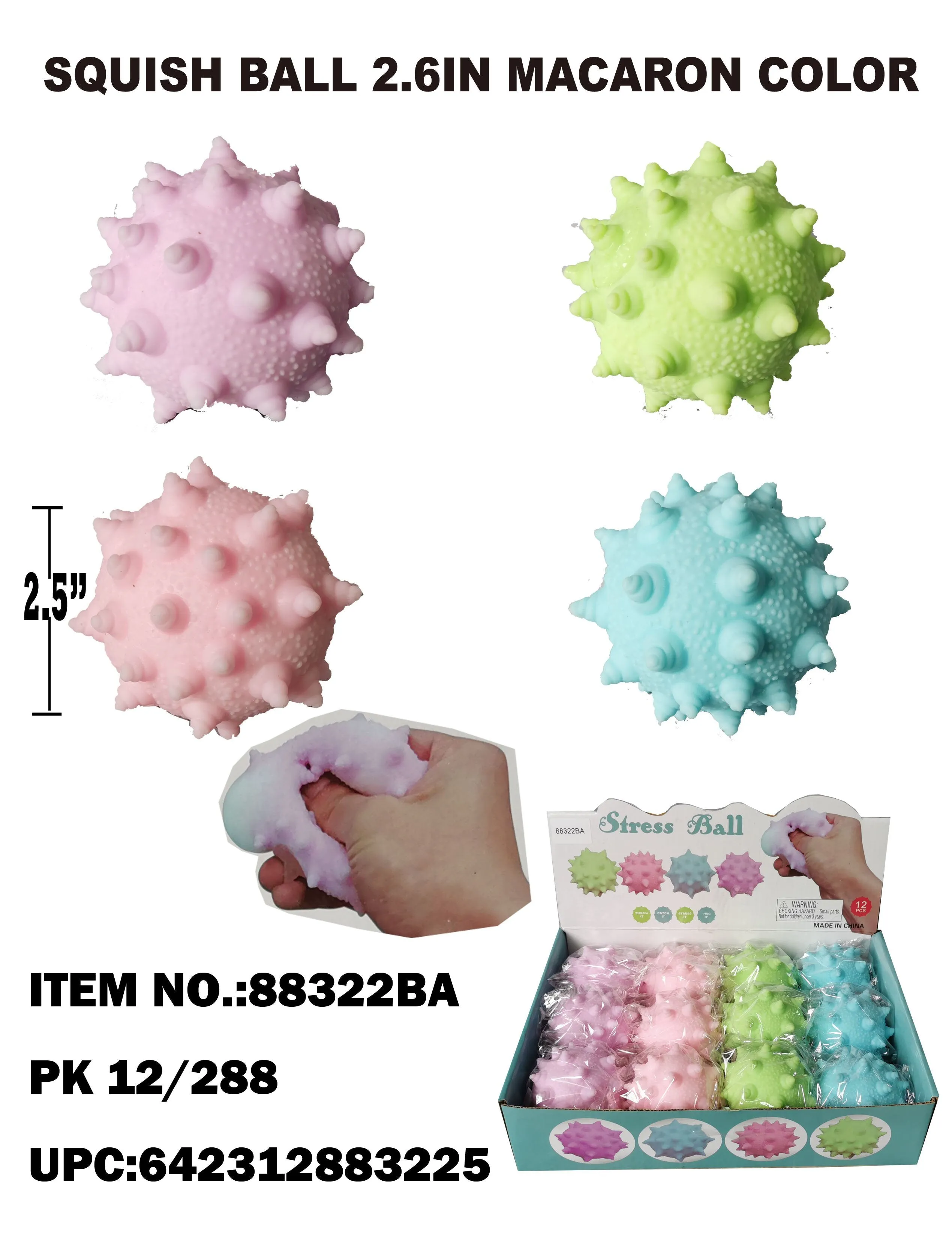 Macaron COLOR SPIKY SQUESH BALL