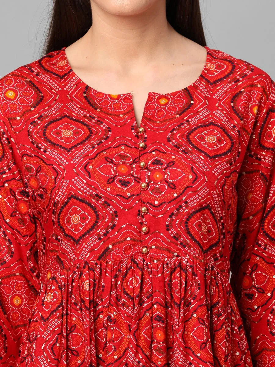 Maroon Ornamental Printed Tunic