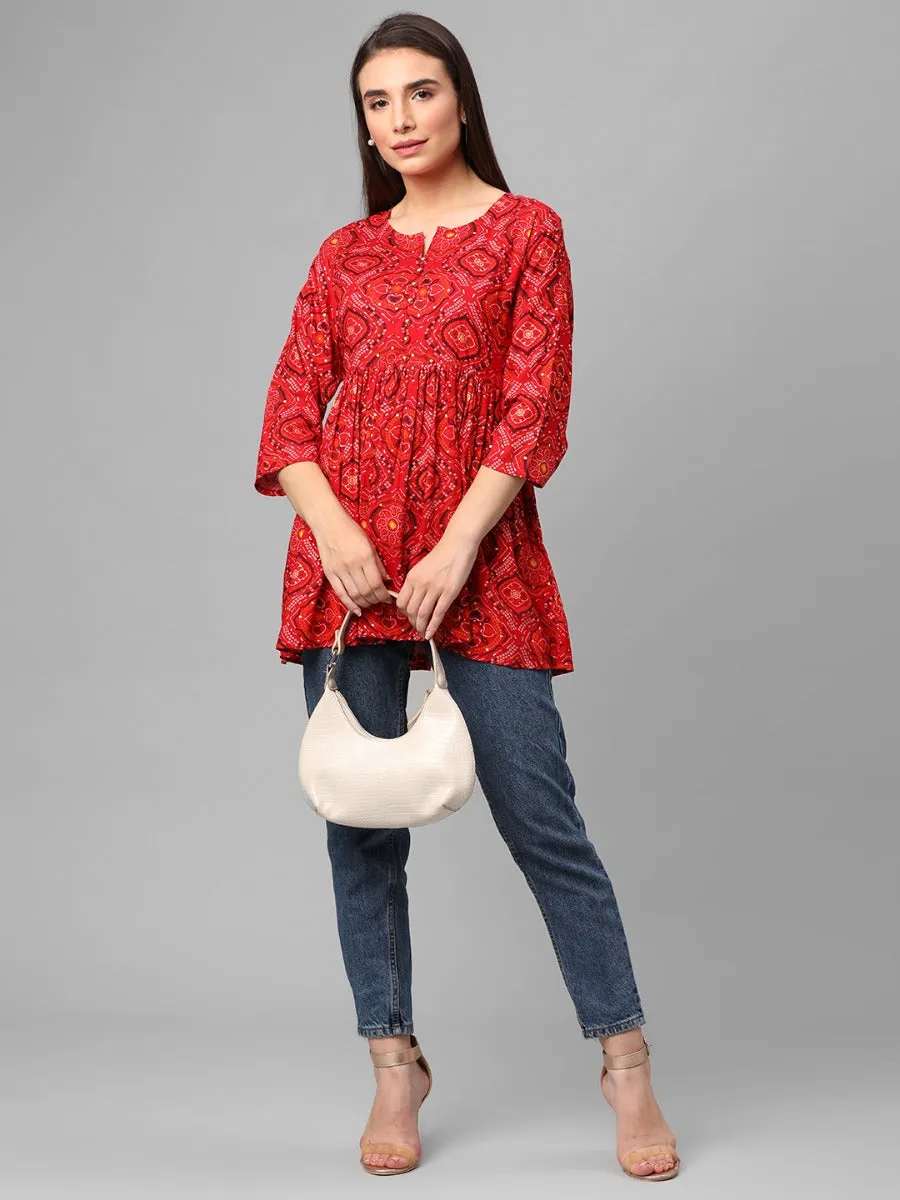 Maroon Ornamental Printed Tunic