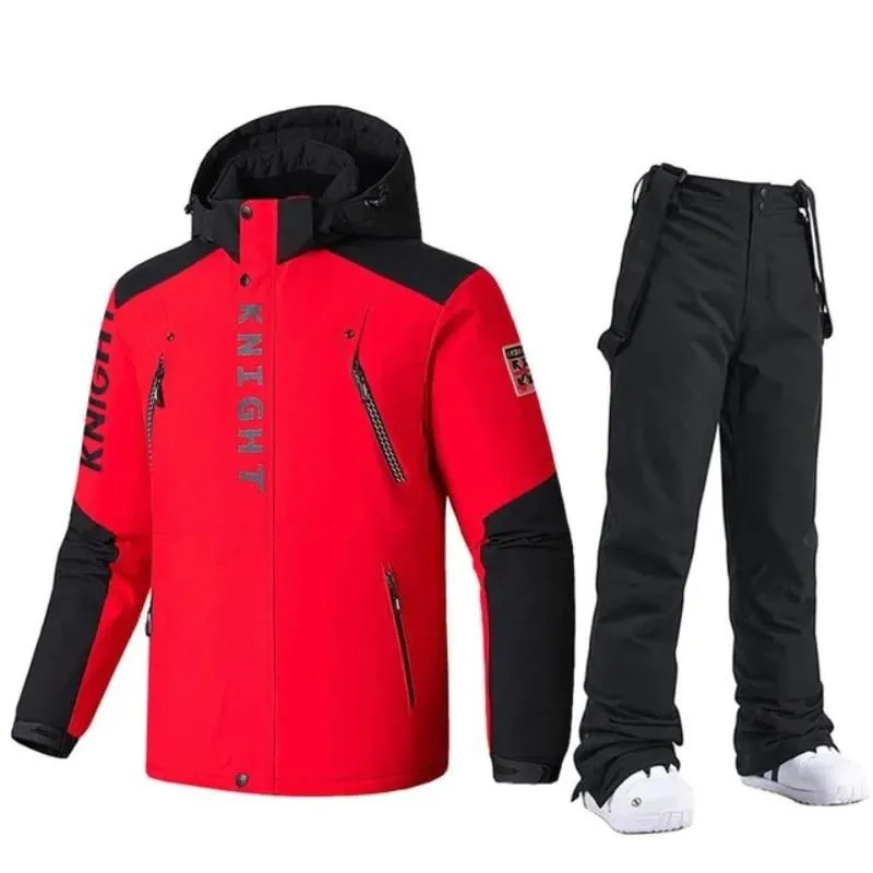 Men's Padded And Thickened Colour Blocking Fatigue Cotton Jacket Pants Set