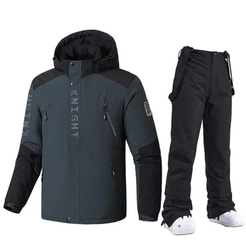 Men's Padded And Thickened Colour Blocking Fatigue Cotton Jacket Pants Set