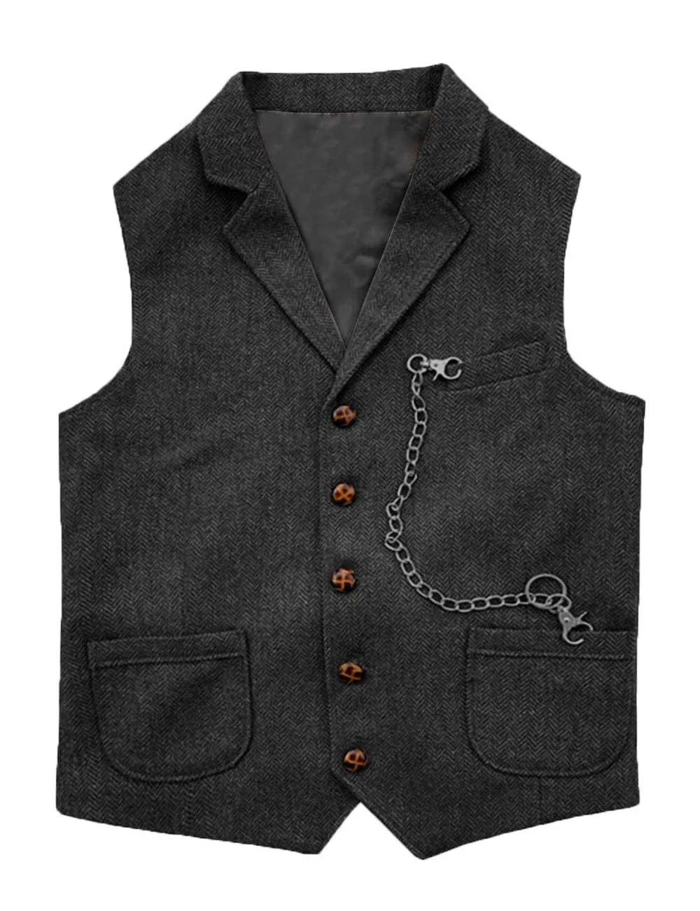 Men's  Suit Vest Casual Herringbone Notch Lapel Waistcoat