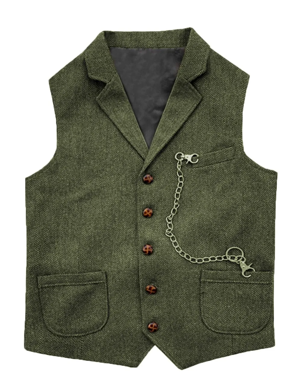 Men's  Suit Vest Casual Herringbone Notch Lapel Waistcoat