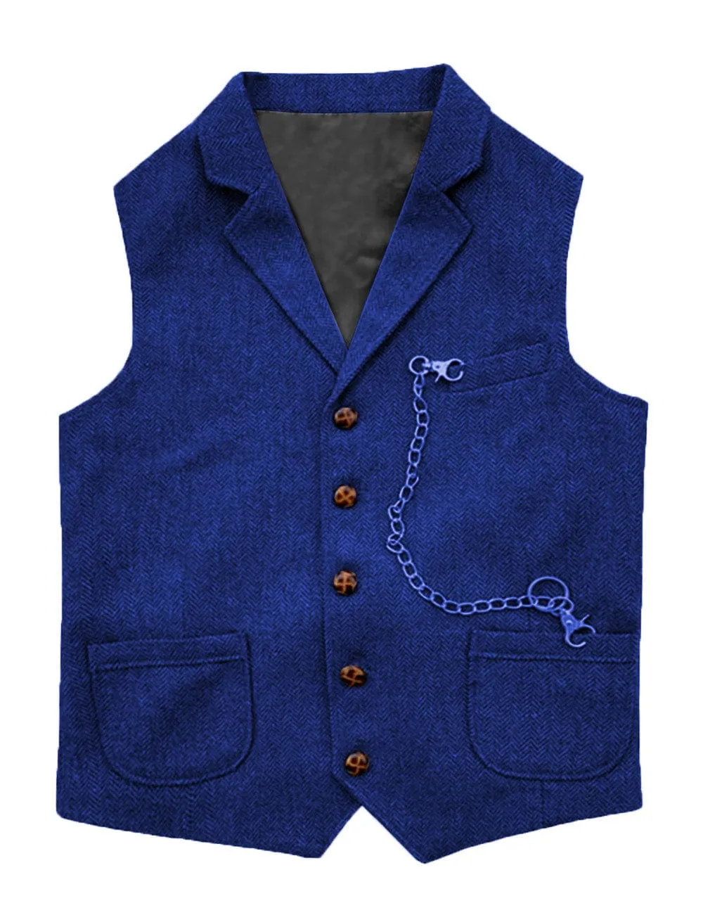 Men's  Suit Vest Casual Herringbone Notch Lapel Waistcoat