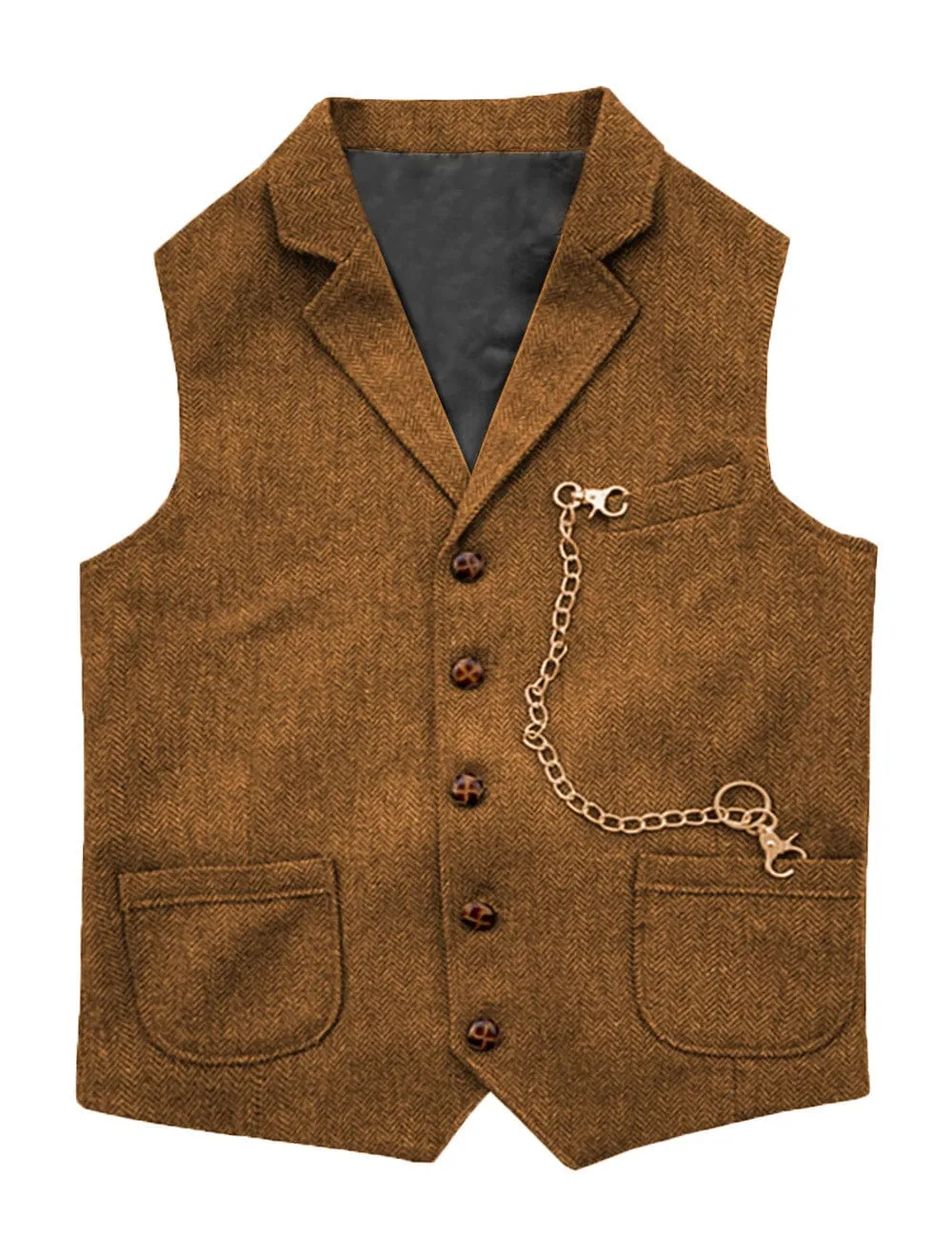 Men's  Suit Vest Casual Herringbone Notch Lapel Waistcoat