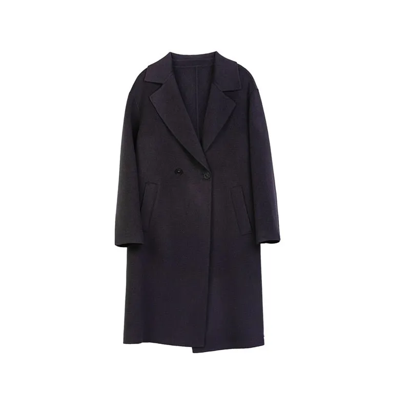 Midnight Grey Double-Faced Long Wool Camel Coats