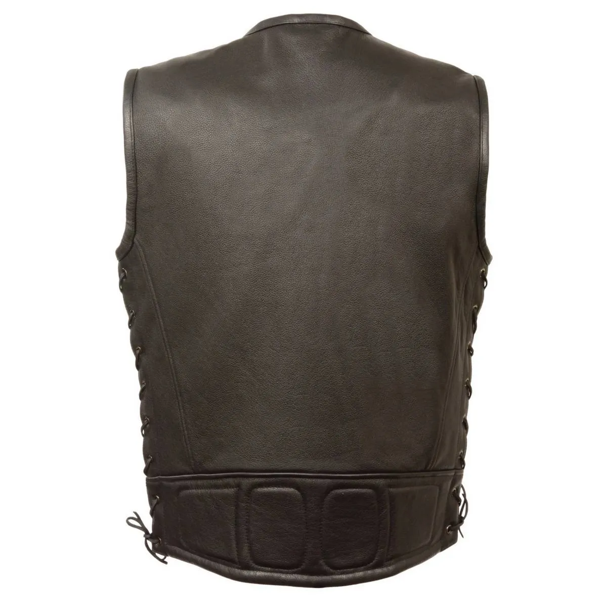 Milwaukee Leather MLM3551 Men's Black Zipper Front Full Side Lace Leather Vest