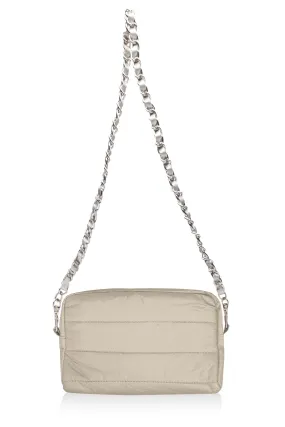 Mini Chain Puffer Purse in Shimmer Beige