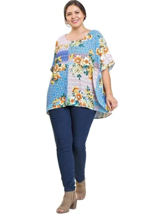 Mixed Floral Top, Blue