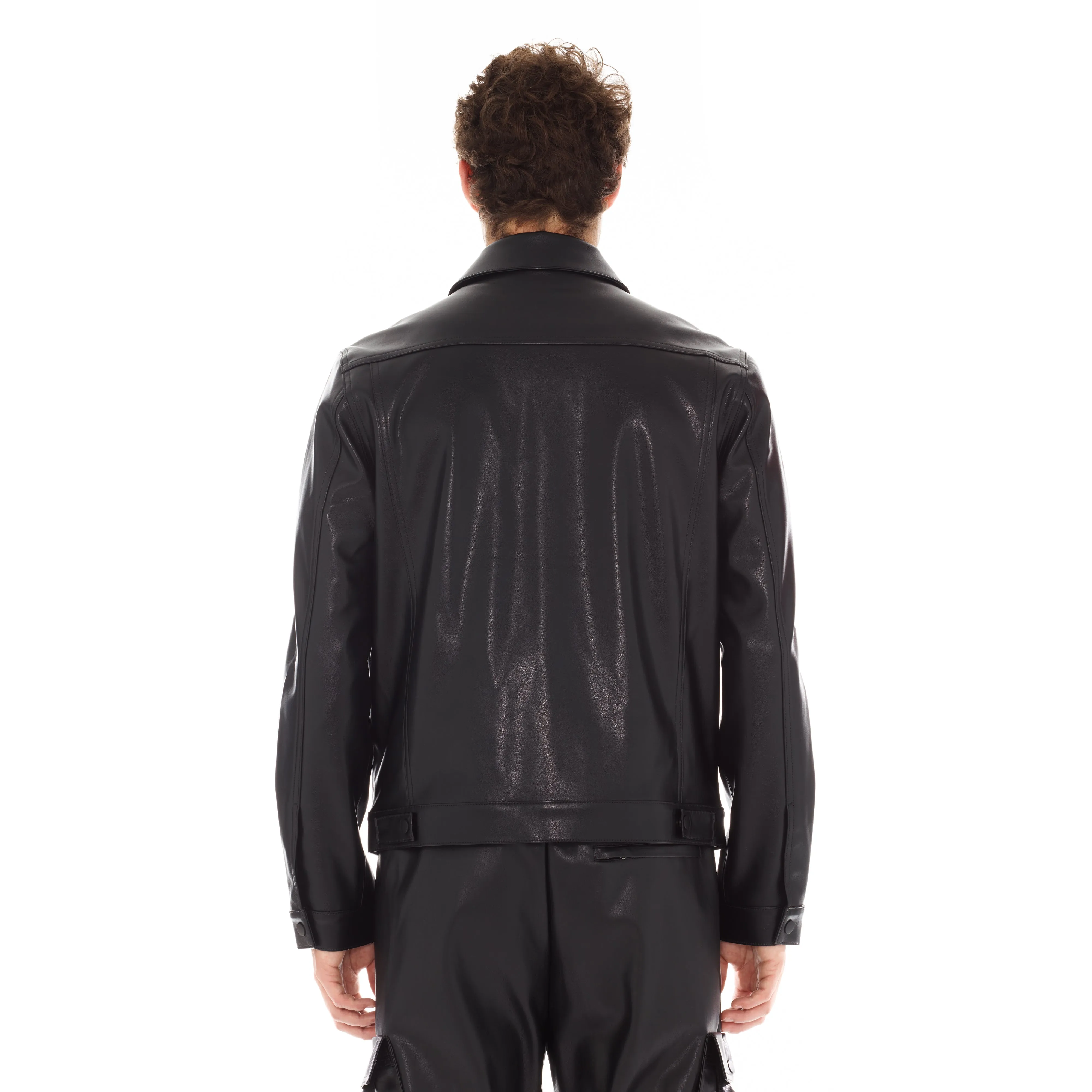 MK FAUX LEATHER JACKET IN BLACK