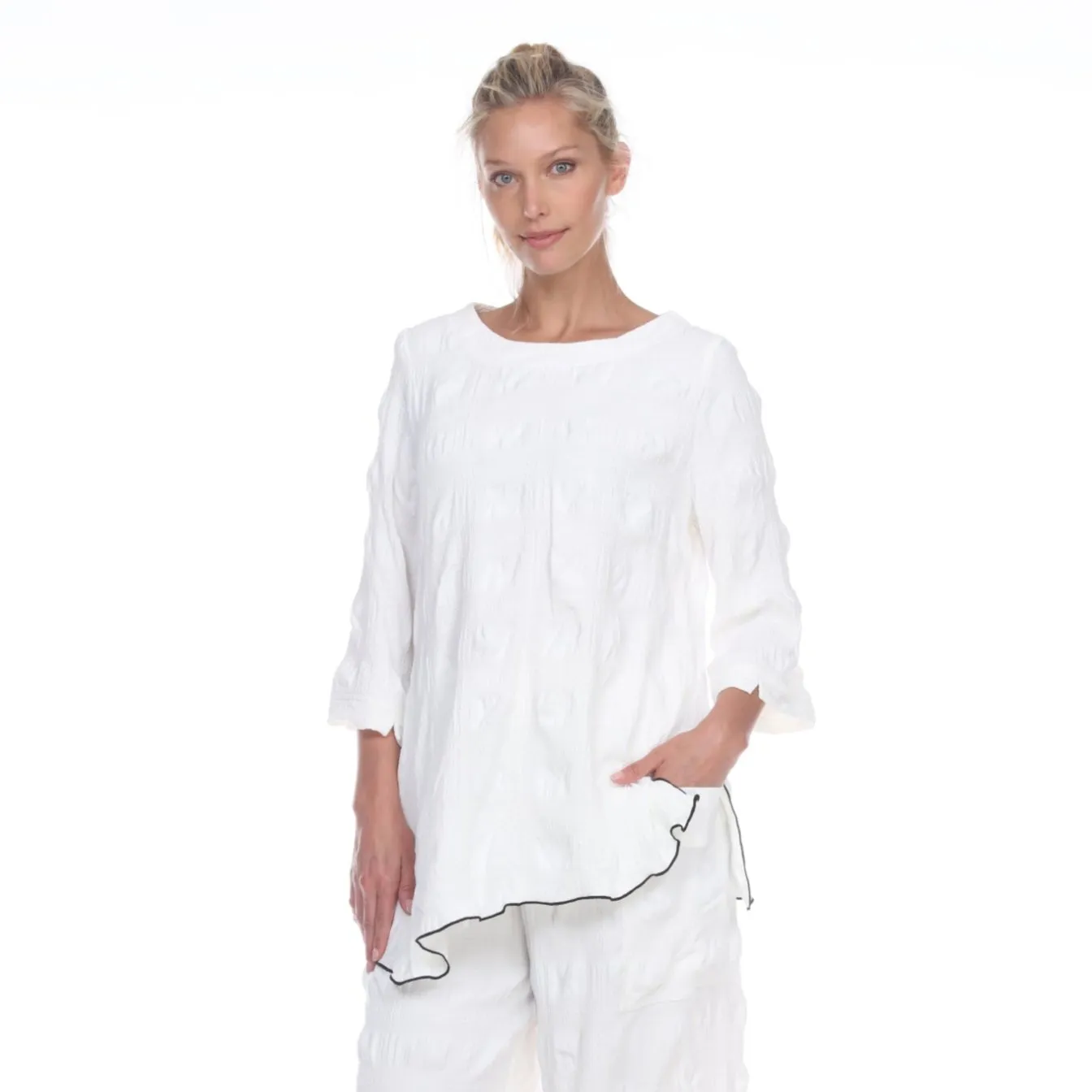 Moonlight Textured Tunic in White - 3060-WT - Size M Only!