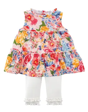 Mud Pie Tiered Floral Tunic & Capri Set