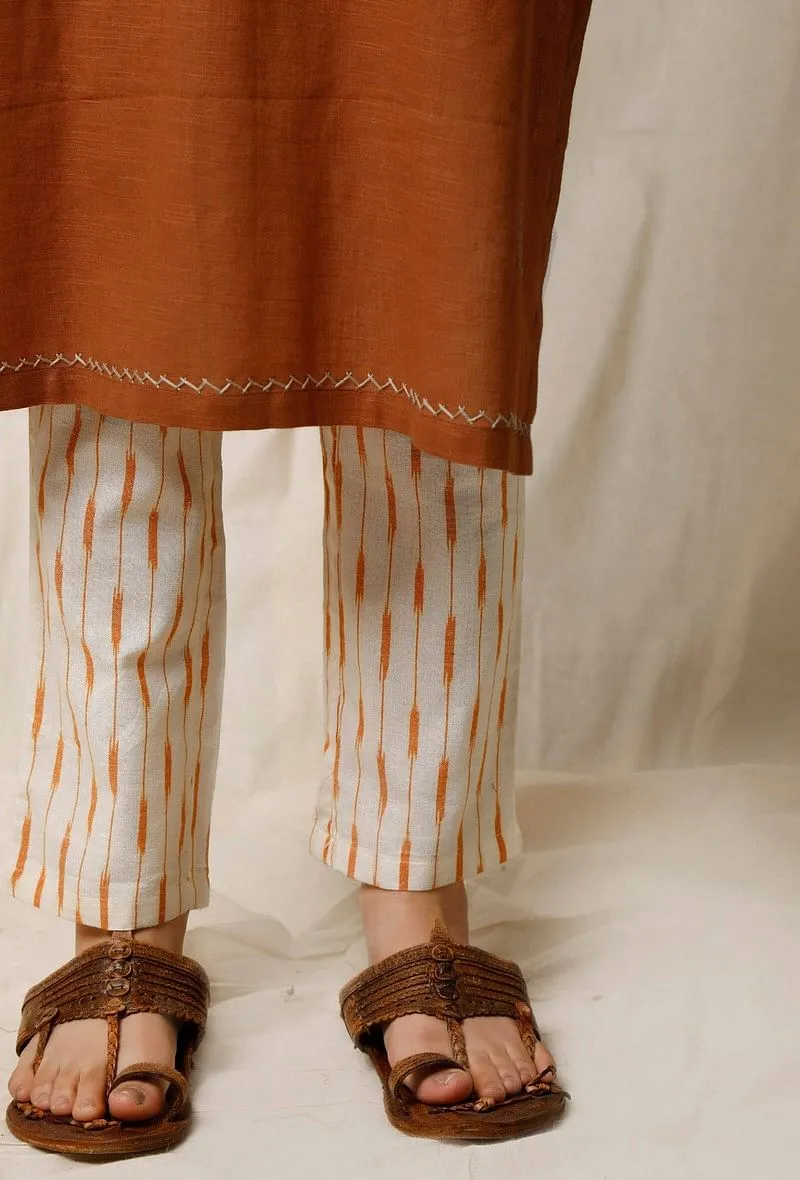 Narangi Kori Ikat Cotton Slub Pants