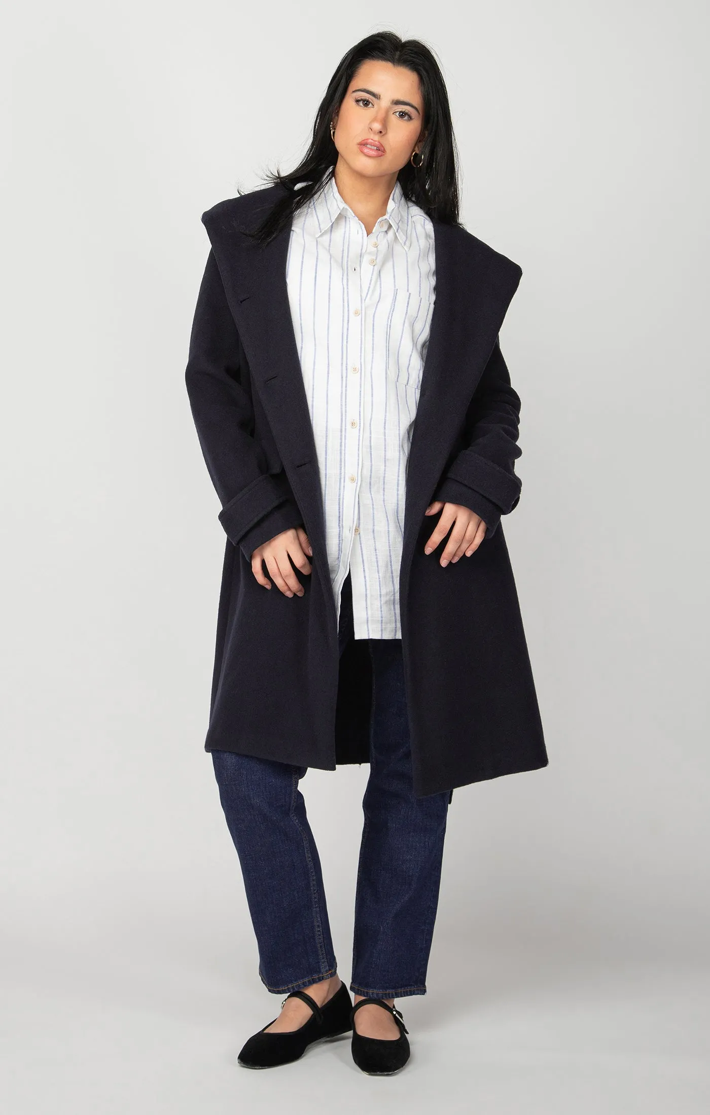 Navy Hooded Coat