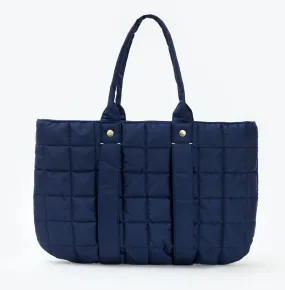 Navy Quilted Puffer Tote