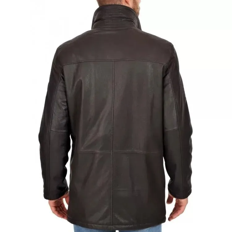 New Mens Black Genuine Leather Sport Coat