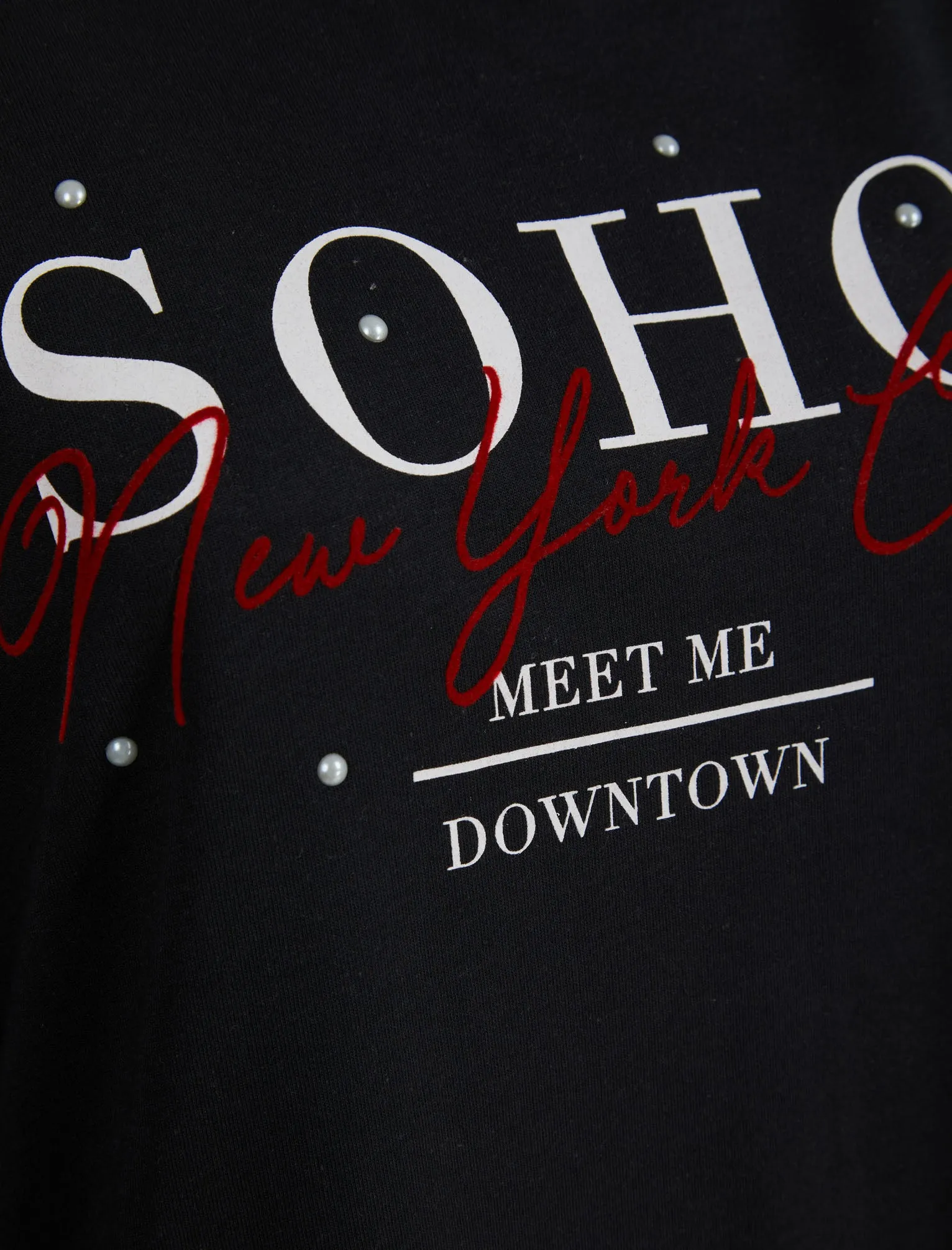 New Soho NYC Motif Crew Neck Sweatshirt in Jet Black - Weekend Vibes