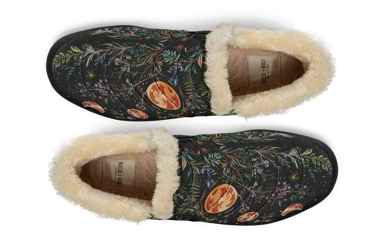 Night Blossom Winter Sneakers - Warm & Easy Slip-On Shoes Lined with Vegan Wool with Anti-Slip Soles