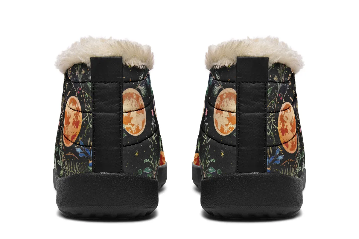 Night Blossom Winter Sneakers - Warm & Easy Slip-On Shoes Lined with Vegan Wool with Anti-Slip Soles