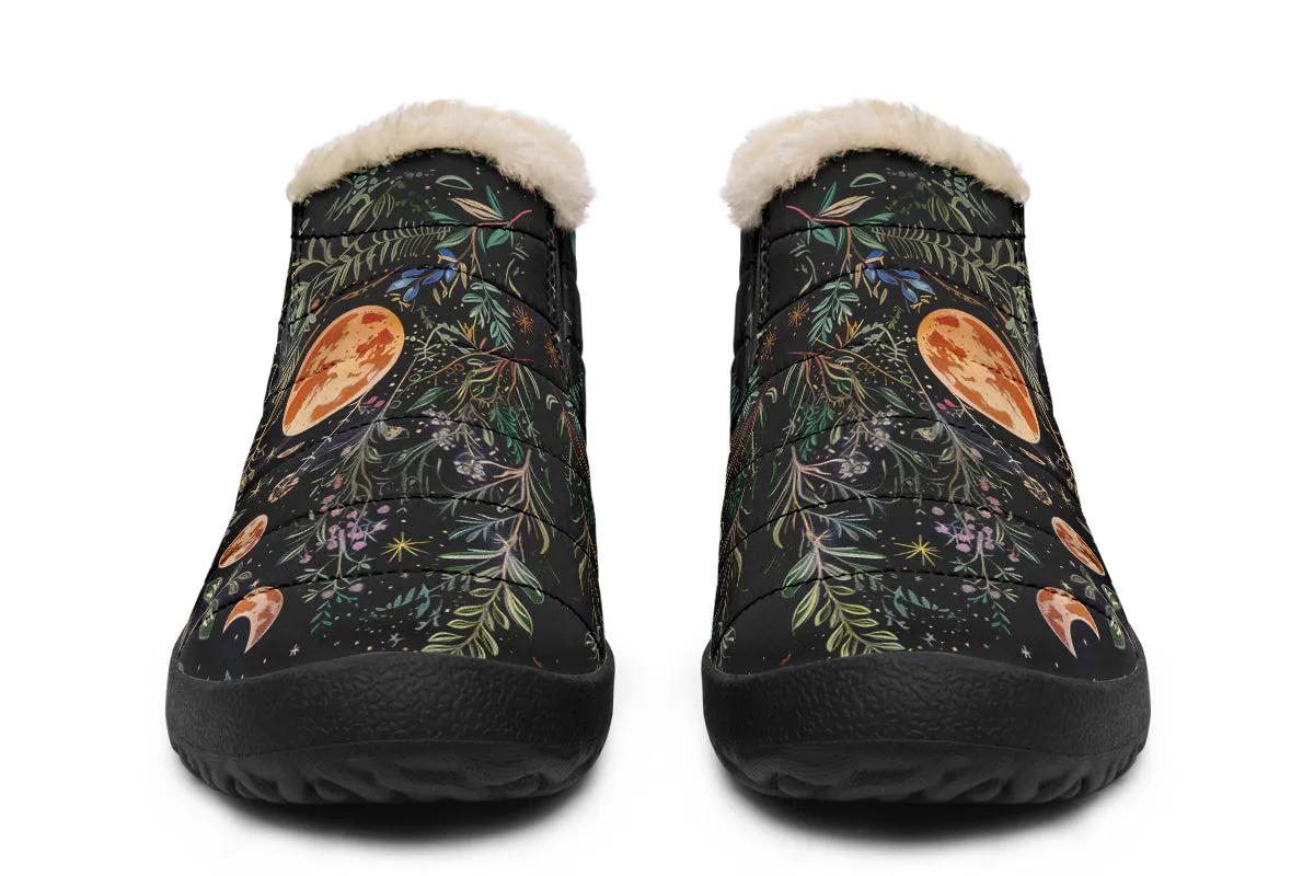 Night Blossom Winter Sneakers - Warm & Easy Slip-On Shoes Lined with Vegan Wool with Anti-Slip Soles