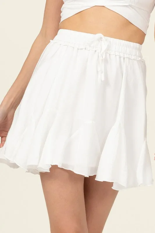 Not Your Girl Drawstring Ruffled Mini Skirt