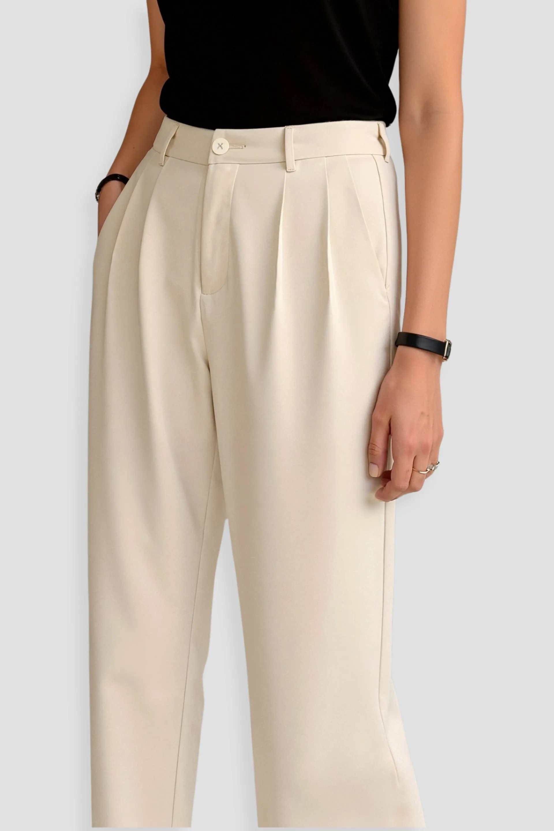 Old Money Casual High Waist Solid Button Straight Leg Pants