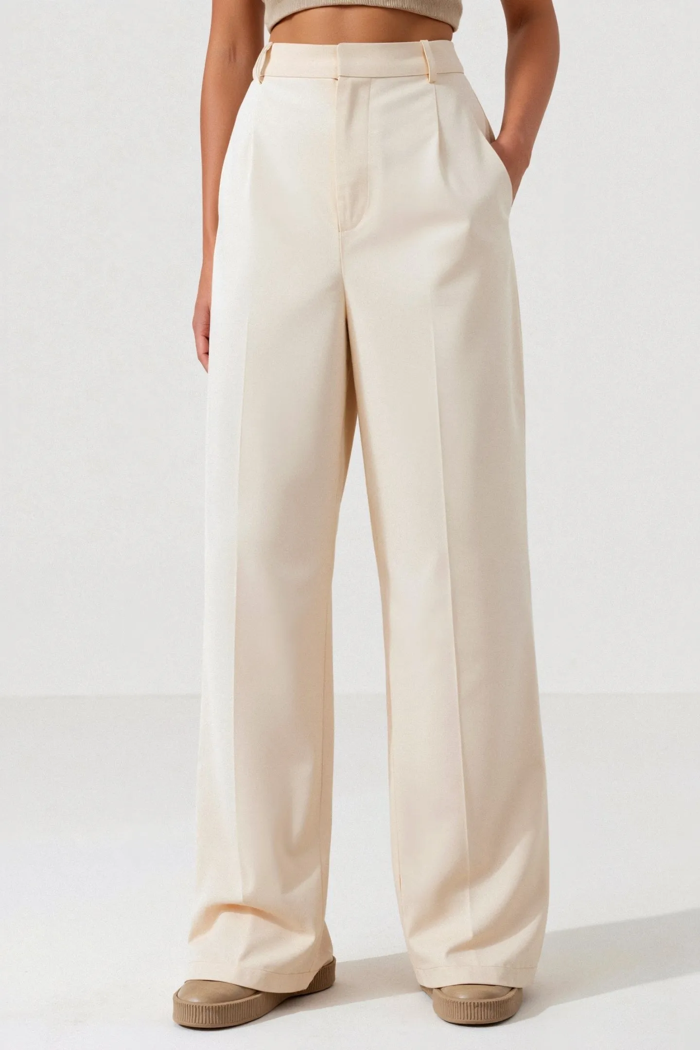 Old Money Elegant High Waist Solid Color Wide Leg Pants