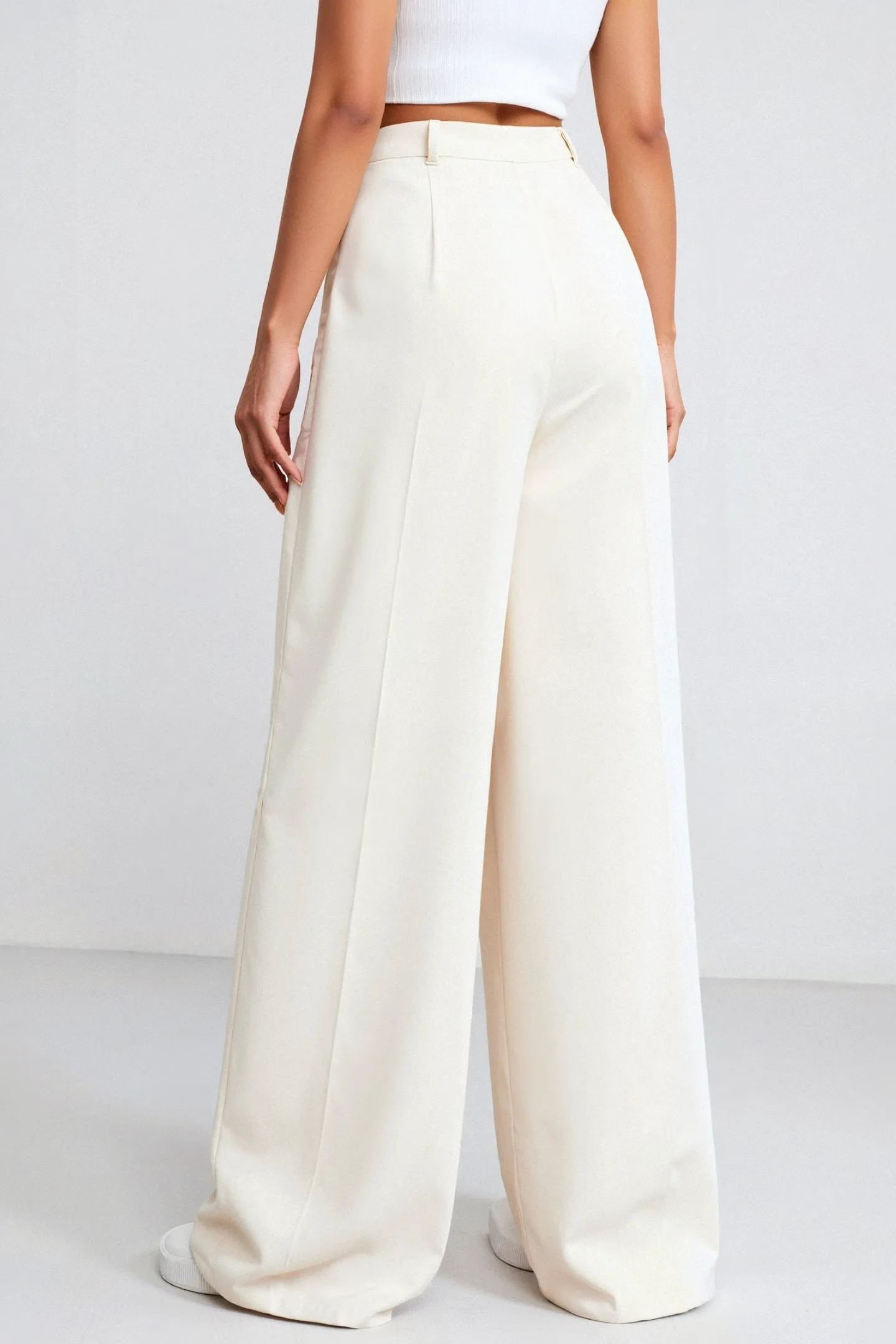 Old Money Elegant High Waist Solid Color Wide Leg Pants