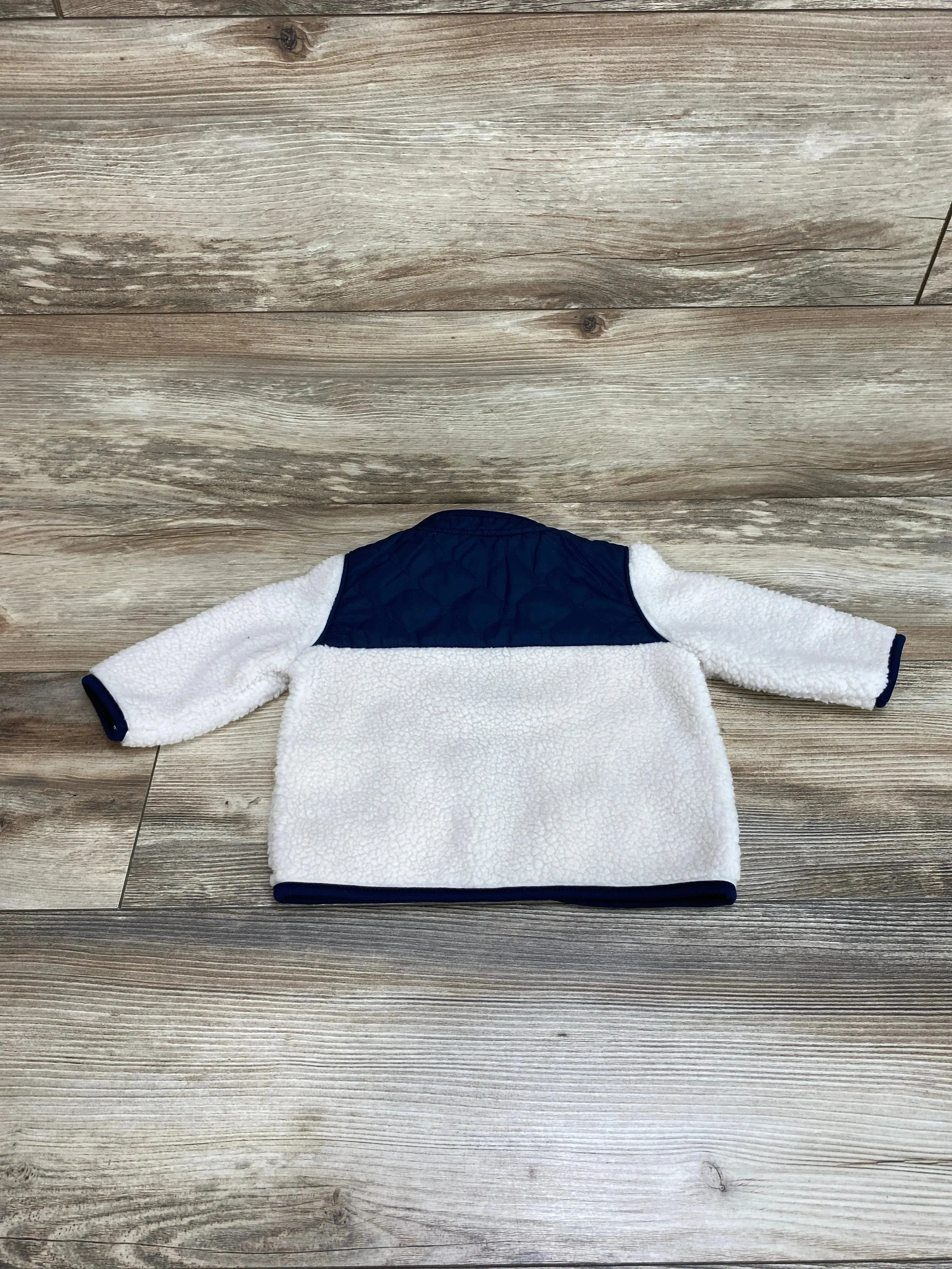 Old Navy Color-Block Sherpa Jacket White/Navy sz 3-6m