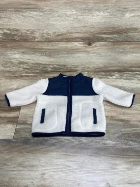 Old Navy Color-Block Sherpa Jacket White/Navy sz 3-6m