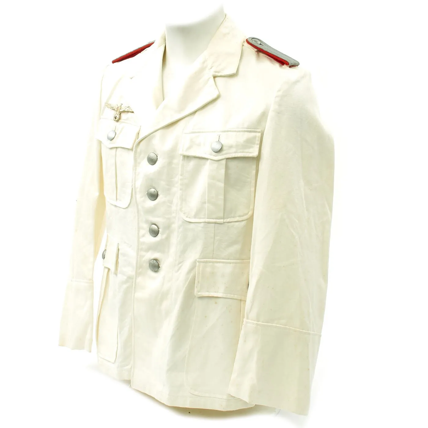 Original German WWII Artillery Officer Lieutenant White Summer Uniform Tunic Jacket