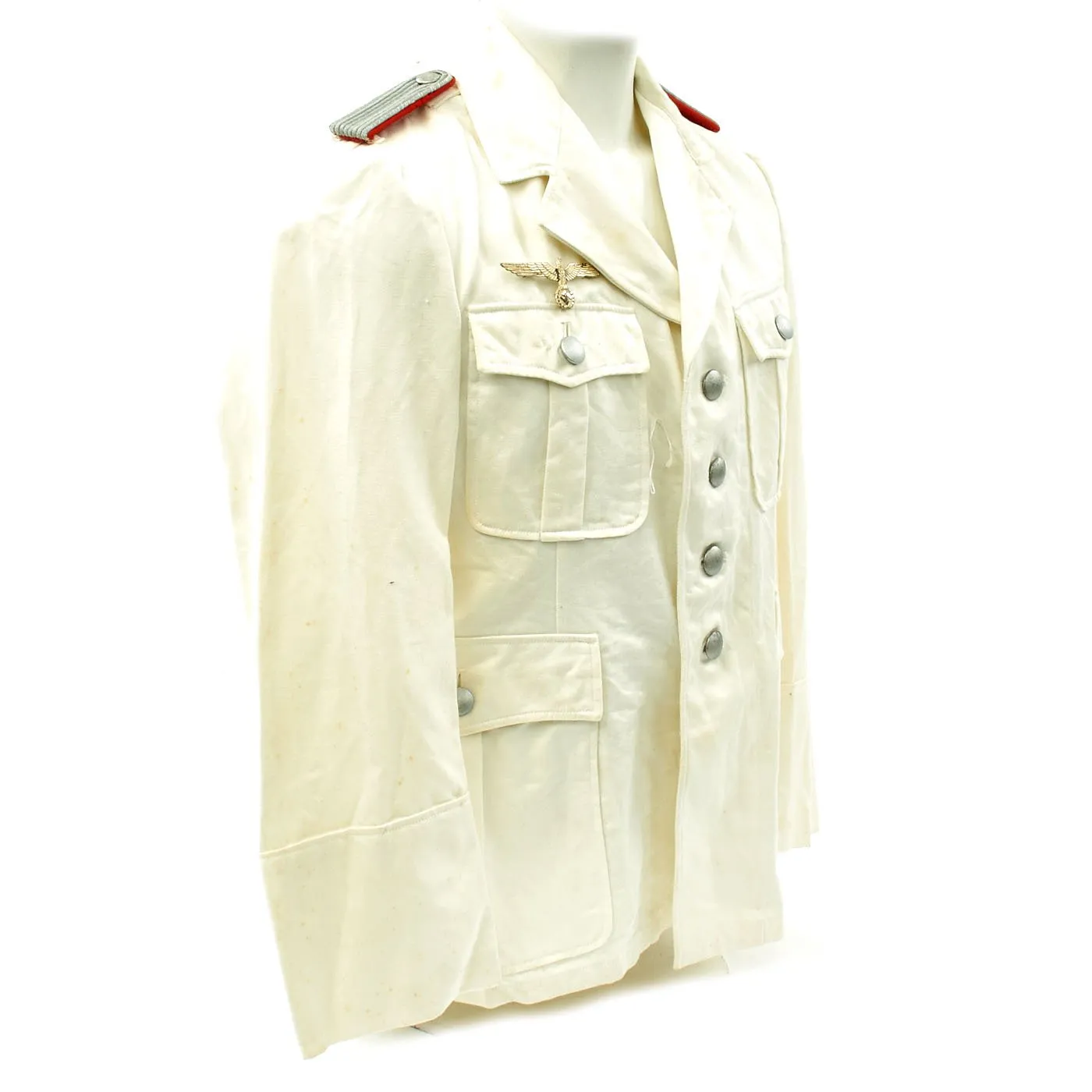 Original German WWII Artillery Officer Lieutenant White Summer Uniform Tunic Jacket