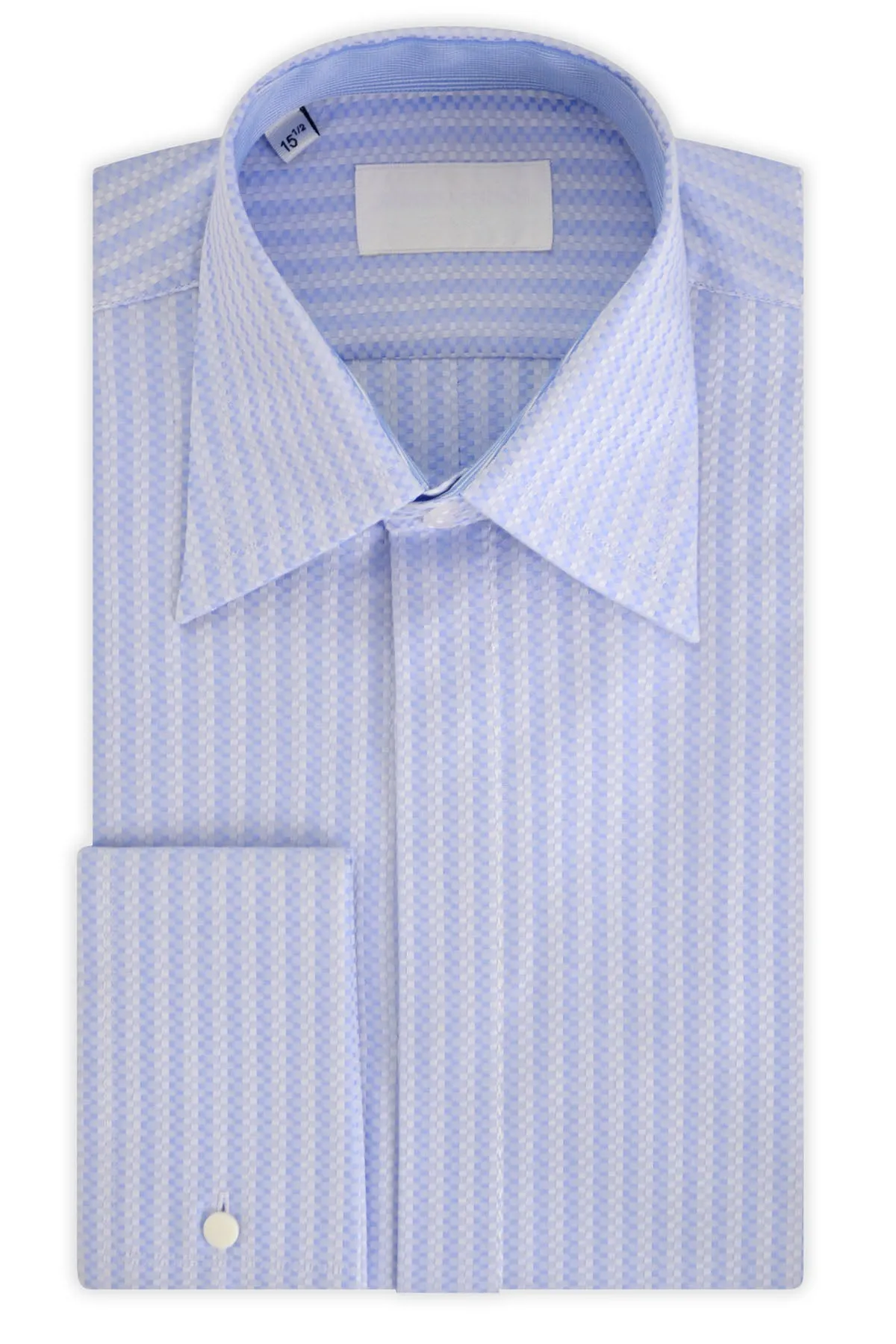 Oxford Blue over White Stripe Forward Point Collar Shirt