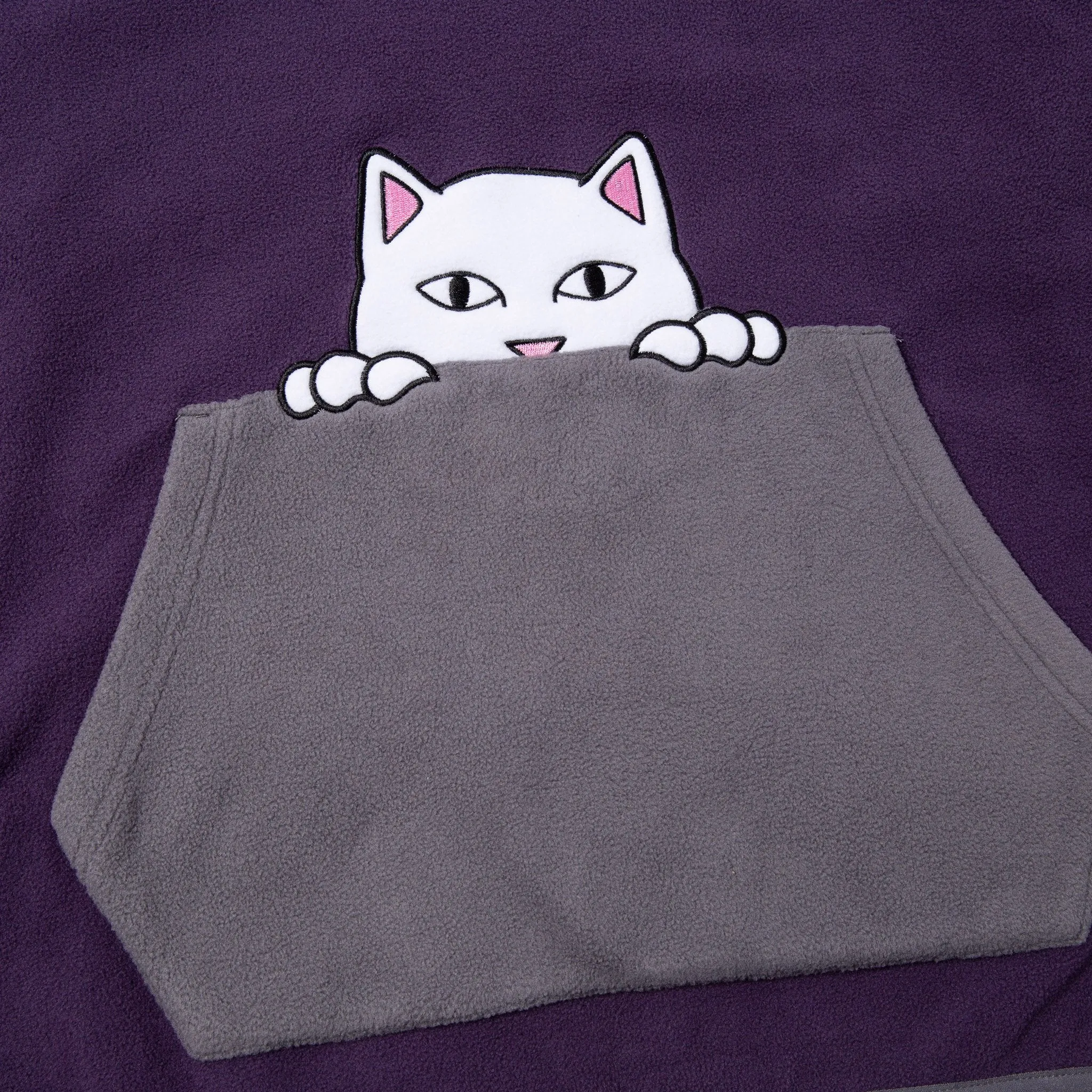 Peek A Nermal Brushed Fleece 3/4 Zip Sweater (Purple / Gray)