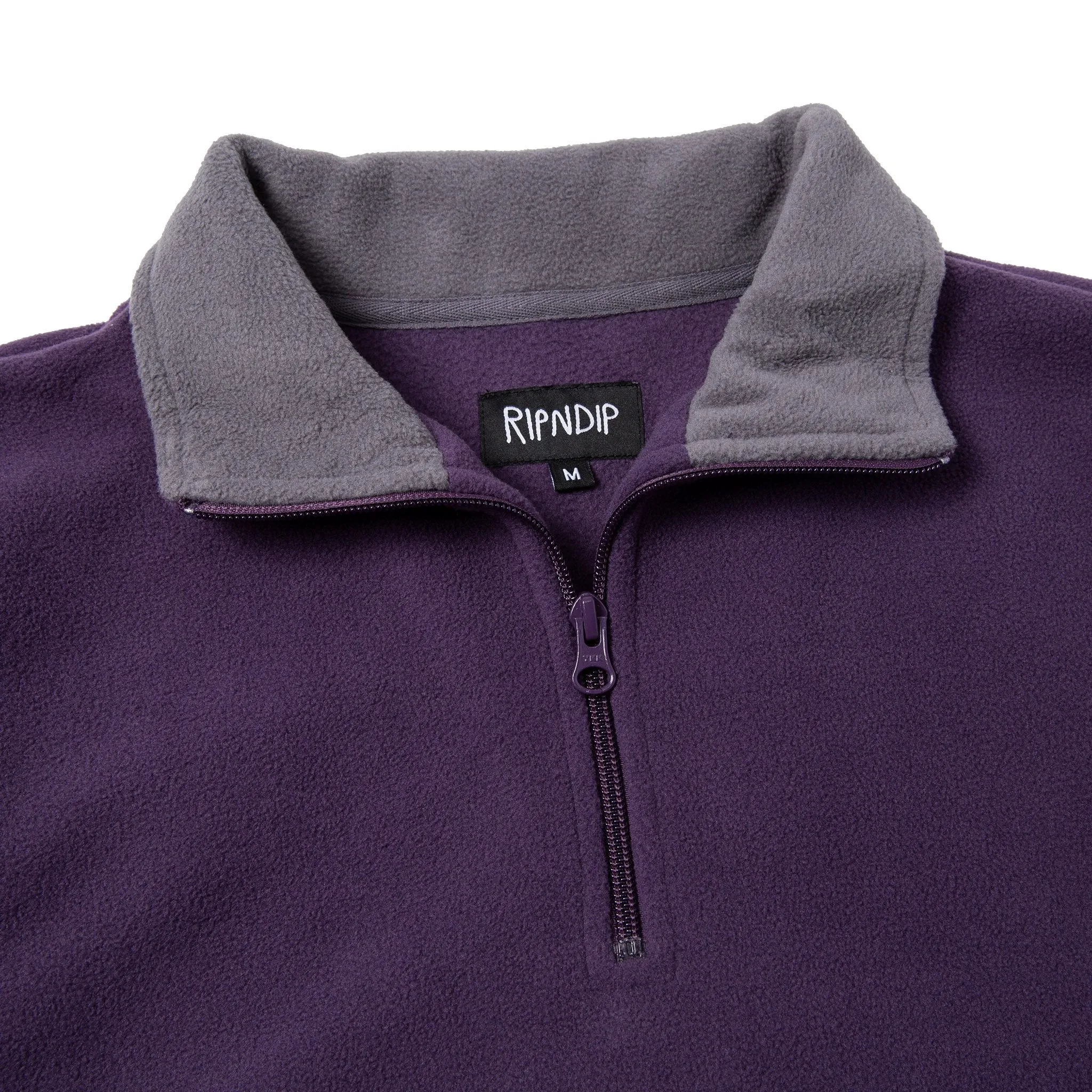 Peek A Nermal Brushed Fleece 3/4 Zip Sweater (Purple / Gray)