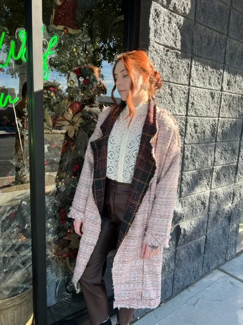 Pink Multi Long Tweed Jacket