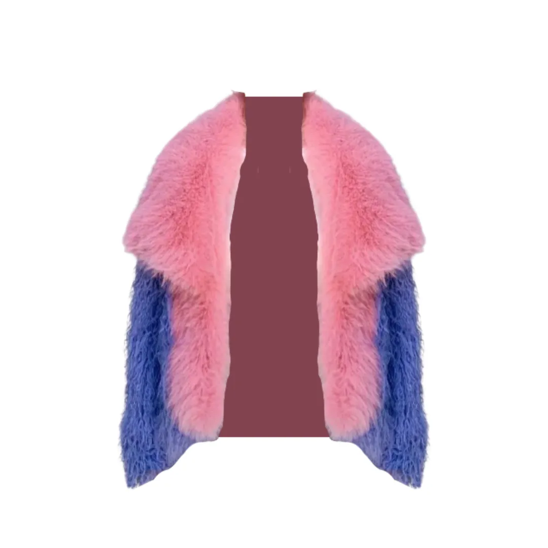 Pre Order: Contrast Lapel Faux Fur Coat